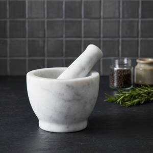 White Marble Mortar Pestle Handmade Traditional Kitchen <b>Herb</b> <b>Grinder</b> Eco-Friendly S.Kumar Sons Dishwasher Oven Safe Spice - Product Image 2