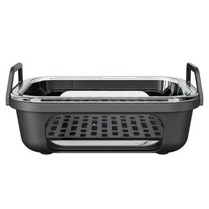 Bandeja de vidrio para freidora de aire con asa de silicona, plato de vidrio para hornear, tapa con <span class=keywords><strong>rejilla</strong></span> de drenaje, compatible con accesorios para freidoras de aire - Product Image 3