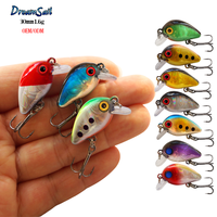 Vente en gros de leurres de pêche artificiels en plastique dur flottants de 3 cm 1,6 g Mini Crankbait pour la pêche au black-bass et à la truite