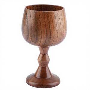 Ensemble de 2 verres à vin en bois modernes, faits à la main, de haute qualité, écologiques, avec mélamine et poterie, pour les cocktails et les fêtes - Product Image 6