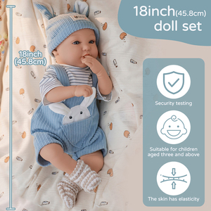 Muñeca <span class=keywords><strong>Reborn</strong></span> Americana de 18 Pulgadas, Cuerpo Completo de Vinilo y Silicona, Bebé Niña Realista, Juguete Suave Intermitente, <span class=keywords><strong>Mini</strong></span>, Regalo, Modelo de Estilo - Product Image 5