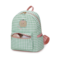 Sac à dos tendance et mignon à carreaux vichy verts pour filles, sacs d'école légers en nylon, sac à dos de voyage quotidien pour adolescentes