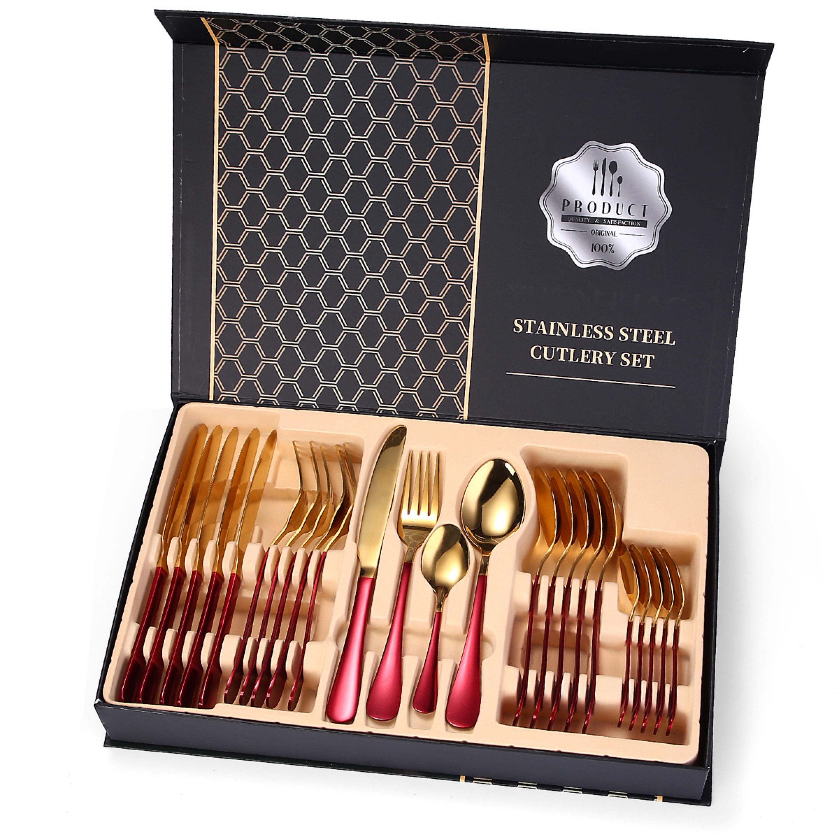 Gold Plated Silverware High Quality Polished Cutlery Set