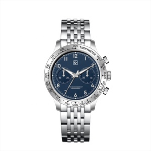 Montre mécanique chronographe multifonctionnelle vintage en acier inoxydable brossé avec lunette en saphir et revêtement antireflet ST1901 - Product Image 4