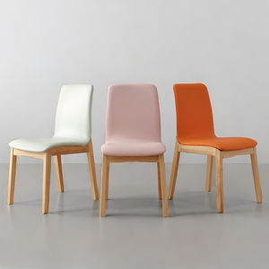 Nordic Solid Wood <strong>Dining</strong> <strong>Chair</strong> with Leather Upholstery Simple Light Luxury Backrest for Small Apartment White <strong>Cream</strong> Style - Product Image 1