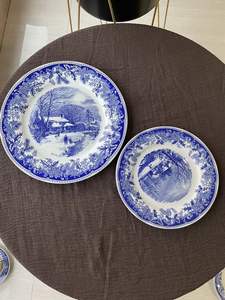 Итальянский Королевский синий и белый набор тарелок винтажная керамическая посуда набор чаши и чашки - Product Image 5