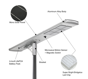 Lámpara Solar LED Integrada <span class=keywords><strong>de</strong></span> 100W, Todo en Uno, IP65 Impermeable, para Exteriores, con Batería LiFePO4, Panel Solar Monocristalino y Sensor <span class=keywords><strong>de</strong></span> Movimiento PIR - Product Image 4