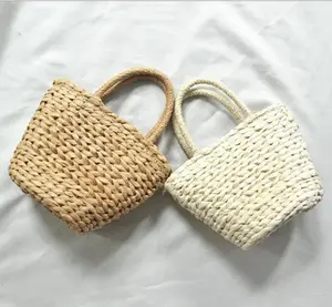 Bolsa de praia artesanal, nova bolsa de praia de verão feita à mão, corda de papel, tecido, para pequena menina