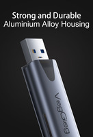 Veggieg Welcome OEM/ODM USB3.0/Type-C Lecteur SD TF Adaptateur de boîtier en alliage d'aluminium Lecteur de carte USB Type-c/OTG Lecteur de carte/écriture