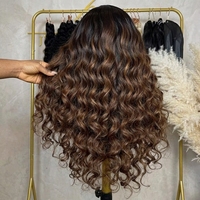 Perruques frontales en dentelle HD 13*6 sans colle, cheveux humains vietnamiens ondulés profonds brun ombré pour femmes, blond cendré 13*4 lisses comme des baguettes