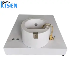 Kisen Pedicure Foot Spa Popular Salon Equipment Factory Foot Spa Bath White Porcelain Basin with Platform For Home Beauty Care