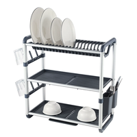 Étagère à vaisselle de cuisine moderne minimaliste multifonctionnelle en aluminium avec égouttoir pour le rangement des bols et des assiettes
