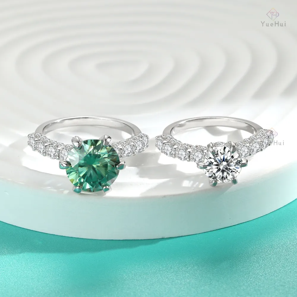 dainty wedding promise 2ct 5 carat 925 sterling silver vvs1 diamond green moissanite engagement rings for women