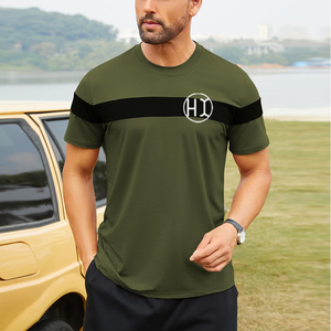 Fabricante de ropa, camisas de verano para hombre, camisetas de manga corta a juego de colores a la moda, camisa informal de poliéster con cuello redondo - Product Image 5
