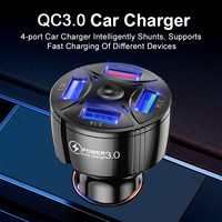 Pengisi Daya Mobil Cepat 4-Port USB QC3.0 55W Terlaris dengan Bahan Tahan Api PC untuk Ponsel, Laptop, Earphone & Smart Watch Soket US
