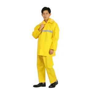 Customizable Logo Waterproof Road Safety Knitted Reflective Rainwear Full Body Raincoat Safety Construction Mining