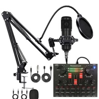 Venta al por mayor V8 Audio Condenser Mic Studio Singing Tarjeta de sonido con micrófono BM800 Divisores y convertidores de video