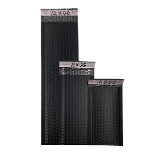 Paraguas de caña de pescar blanco y negro de forma larga con logotipo personalizado bolsa de espuma de burbujas de polietileno biodegradable sobre de envío de mensajería - Product Image 3