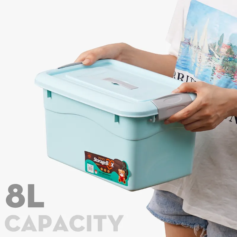 Good quality 8L Kitchen Bathroom Durable Latching Plastic Storage Box Containers for Store Book Toys Saving Place