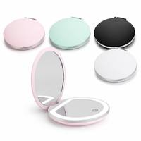 Portable Rechargeable LED Miroir de courtoisie Design Moderne Pliable Cosmétique De Poche Lumière Smart Touch Voyage Maquillage Miroir De Poche