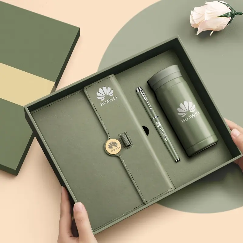 Hoge Kwaliteit Groothandel Luxe Kantoor Relatiegeschenken Op Maat Reclame-Item Zakelijke Notebook Thermos Cup Geschenken Set