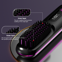 Alimentation USB électrique LCD en céramique pour la maison et l'hôtel Matériau en nylon Brosse Peigne à lisser les cheveux