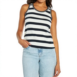 Camiseta sin mangas de algodón de alta calidad OEM/ODM para mujer, con logo y empaque personalizados, chaleco acanalado de verano, top corto liso de ajuste ceñido. - Product Image 1