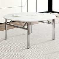 Table ronde pliante moderne de 6 pieds pour banquets d'hôtel, mariages, restaurants à usage commercial, mobilier en acier inoxydable pour 10 personnes