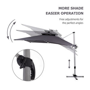 HOMFUL-Sombrilla de aluminio con tiras de luz LED, sombrilla grande para patio de 3x4m, ángulo de inclinación ajustable, sombrilla de jardín para exteriores - Product Image 2