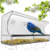Ventouse transparente suspendue bourdonnement acrylique mangeoire pour oiseaux sauvages fenêtre extérieure mangeoire et abreuvoir pour oiseaux