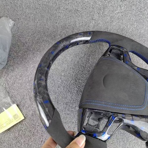 พวงมาลัยคาร์บอนไฟเบอร์แบบฟอร์จ สำหรับ Camry/Alphard/<span class=keywords><strong>Vellfire</strong></span>/Land Cruiser/Prado/Crown หุ้มหนังรูพรุน เย็บด้ายแดง - Product Image 6