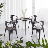 Tables et chaises de jardin modernes en aluminium, ensembles de table basse rectangulaire pour 4 personnes, ensemble de table de patio de restaurant empilable
