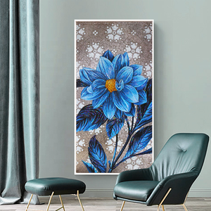 ภาพวาดดอกไม้สุดหรู ศิลปะโมเสกดอกไม้ งานศิล<span class=keywords><strong>ป</strong></span>ะติดผนังแบบมีกรอบ ภาพวาดดอกโบตั๋นสีน้ำเงิน ภาพวาดนามธรรมบนผ้าใบสำหรับตกแต่งผนัง - Product Image 6