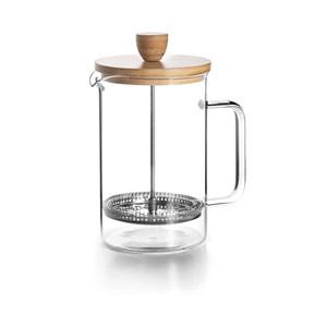 Caffettiera French Press in vetro con coperchio in legno e filtro in metallo da 12 oz per preparazione domestica - Product Image 1