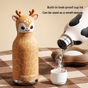 Nuova Bottiglia d'Acqua Portatile per Bambini, 480 ml, in Acciaio Inox a Doppia Parete, Isolamento Termico <span class=keywords><strong>8</strong></span> Ore, con Cannuccia Ribaltabile - Product Image 3