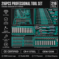Kit d'outils de réparation automobile 216 pièces, ensemble de clés à douille, clés à cliquet, outils manuels en acier pour mécaniciens automobiles