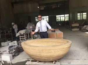 2025 Tùy Chỉnh Đá Cẩm Thạch Bồn Tắm Tròn Phổ Biến Freestanding Ngâm Đá Tắm Cho Phòng Tắm Nhà Vệ - Product Image 5