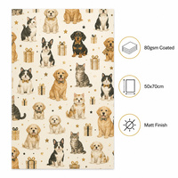 Papier cadeau personnalisé imprimé avec des empreintes de pattes d'animaux, rouleau de 80 g/m², enduit, 50x70 cm, vente en gros