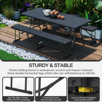 Chaise pliante portable en plastique durable, écologique, résistante à l'eau, 6 pieds, 4 places, pour intérieur, extérieur, pique-nique, camping, repas