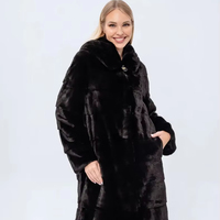 Langer Wintermantel für Damen im College-Stil mit Stehkragen haube und lässiger Oberbekleidung aus Nerz mit Polyester futter