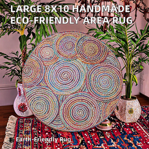 Alfombra de área 4x4 para sala de estar, grande, hecha a mano, de yute, algodón, mezclilla, antideslizante, ecológica, trenzada, acolchada, para oración y viaje - Product Image 2