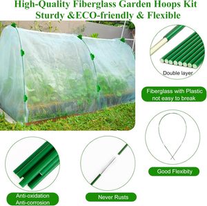 Arche de serre tunnel de culture 8FT, structure en fibre de verre antirouille, filet de jardin, toile d'ombrage, couverture de rangée, support de plantes DIY - Product Image 3