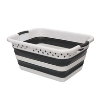 Panier à linge pliable et peu encombrant de 40 L, forme rectangulaire, en plastique PP, avec fonction de suspension, écologique