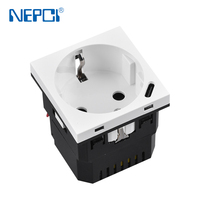 Module de prise Euro encastrable ODM NEPCI 45x45mm avec USB-C XJY-USB-90 IP20, prise allemande sans vis avec chargeur USB 5V/3A CE
