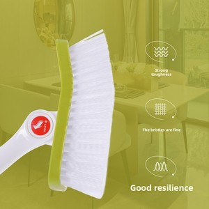 1set 2 in 1 Bathroom Scrub <b>Cleaning</b> <b>Brush</b> Long Handle Bathroom Scrubber With 1 Bristle Head and 1 Sponge Heads <b>Extendable</b> Mul - Product Image 5