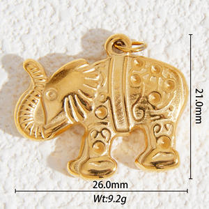 Tinggi Polandia hewan jimat tahan air baja tahan karat 18K emas kuda burung hantu kupu-kupu siput gajah jimat untuk Kalung - Product Image 5