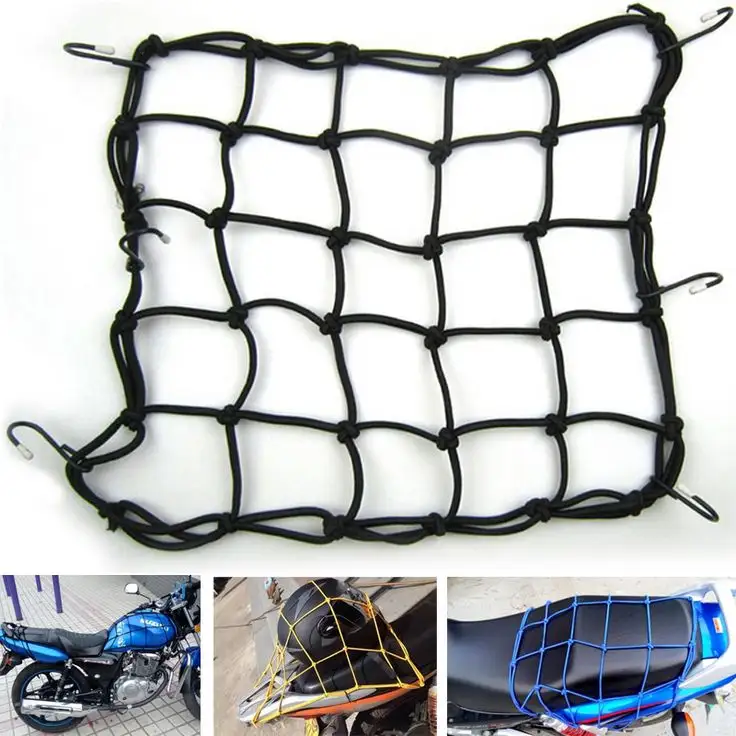 Super Strong Net moto Hold Down Cargo Helmet Web Bungee Cord Packing Mesh ATV Net Black