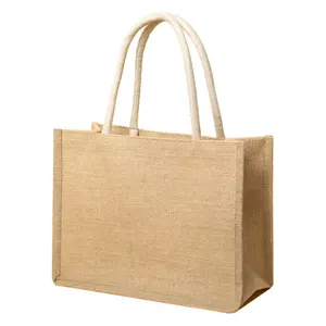 MINGYU Custom Logo Printed Eco-Friendly Natural Foldable Reusable Jute Bag Burlap Custom Coated Linen Shopping Jute Tote Bag