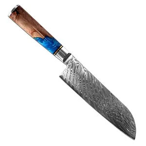 Набор кухонных ножей из углеродистой стали с ручкой из смолы синего цвета
