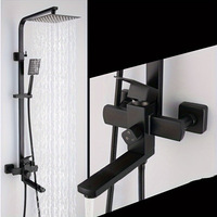Chaud froid salle de bain baignoire mitigeur luminaire douche ensemble complet affichage numérique brossé système de douche ensembles robinets de pluie ensemble de douche